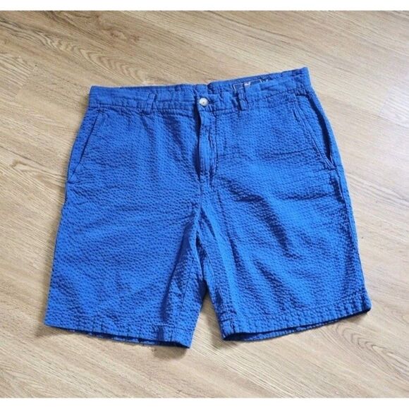Vineyard Vines Shorts Mens 33 Blue  Seersucker Cotton Flat Front Preppy - Picture 1 of 7